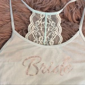 BRIDE Camisole Aqua Teal Lace Tank Top Sz M